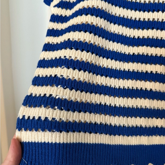 THML Blue and White Striped Cropped Sweater - Picture 3 of 4